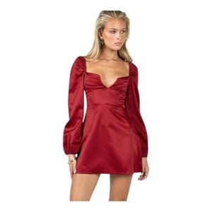 NWOT! Princess Polly Burgundy Della Long Sleeve Mini Cocktail Dress. Size 4.